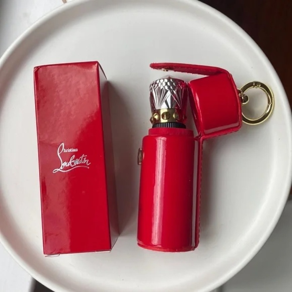 RARE Christian Louboutin Patent Red Lipstick Case Keychain Charm w/ Box NIB